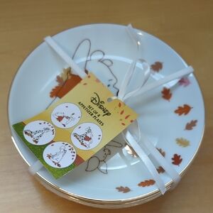 Disney Autumn Leaves Winnie The Pooh Appetizer Plates Set Of 4 Brand New